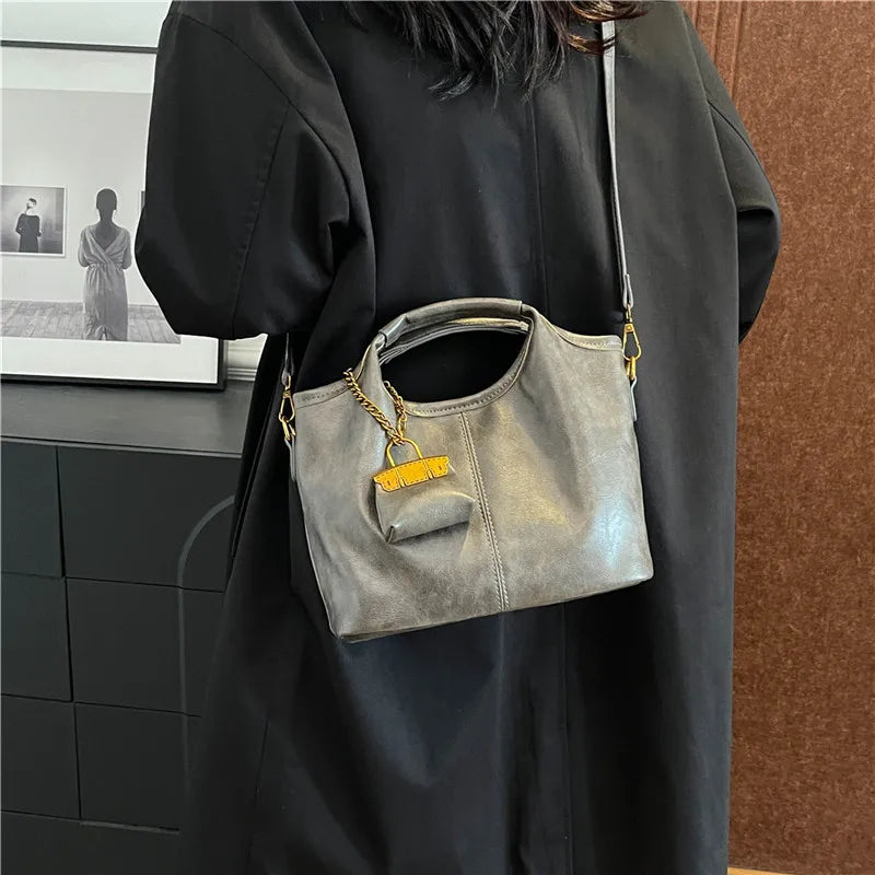 Fashionable Vintage Two-piece PU Leather Women's Crossbody Bag Geometric Pattern Zipper Closure Single Shoulder Strap Daily