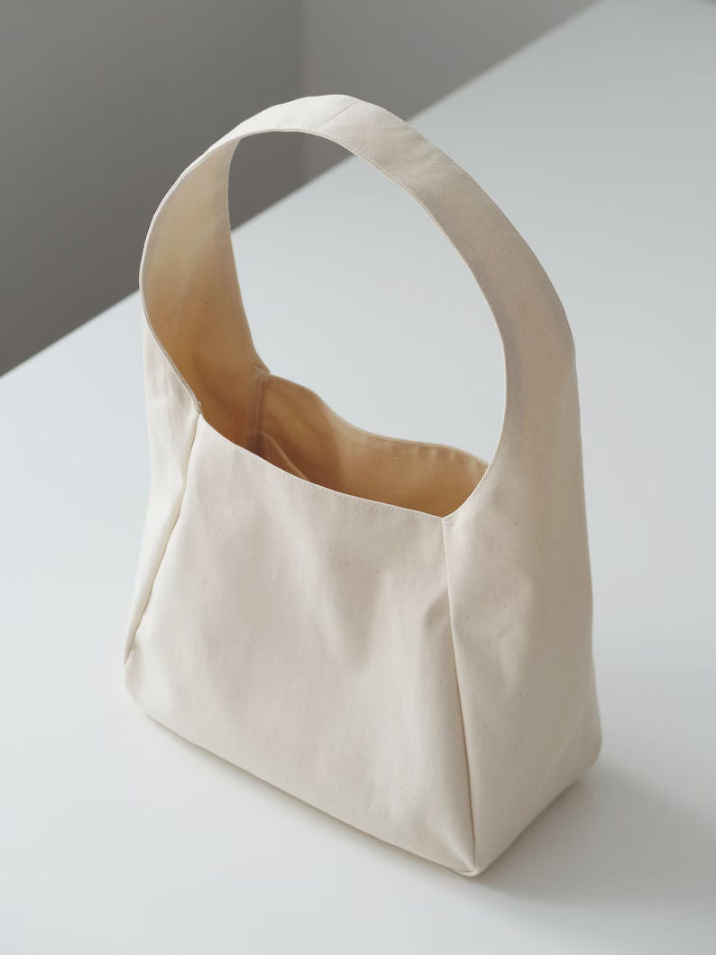 Reusable Canvas Tote Bag Eco-Friendly Medium Capacity Shopping Bag Blank Grocery Bag with Wide Bottom for Women