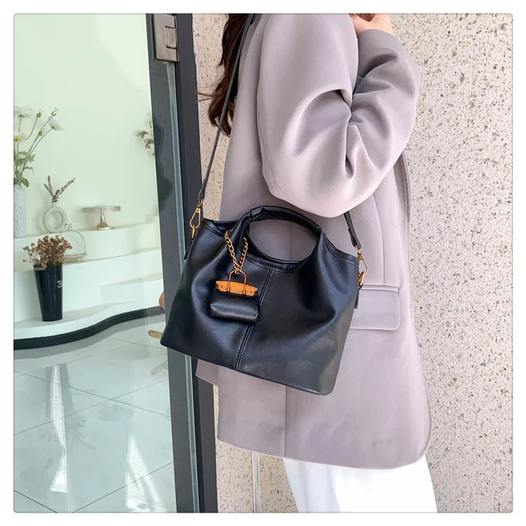 Fashionable Vintage Two-piece PU Leather Women's Crossbody Bag Geometric Pattern Zipper Closure Single Shoulder Strap Daily