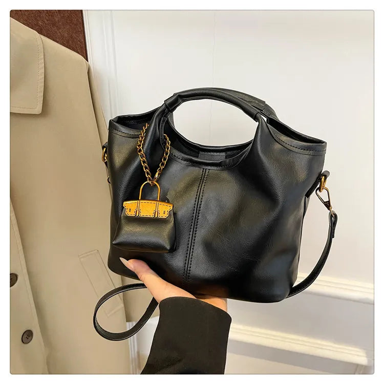 Fashionable Vintage Two-piece PU Leather Women's Crossbody Bag Geometric Pattern Zipper Closure Single Shoulder Strap Daily