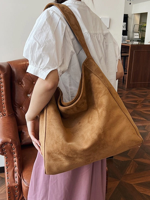 Women's Casual Plain Color Single Shoulder Bag Fashion Versatile Canvas Handbag for Hand Carry